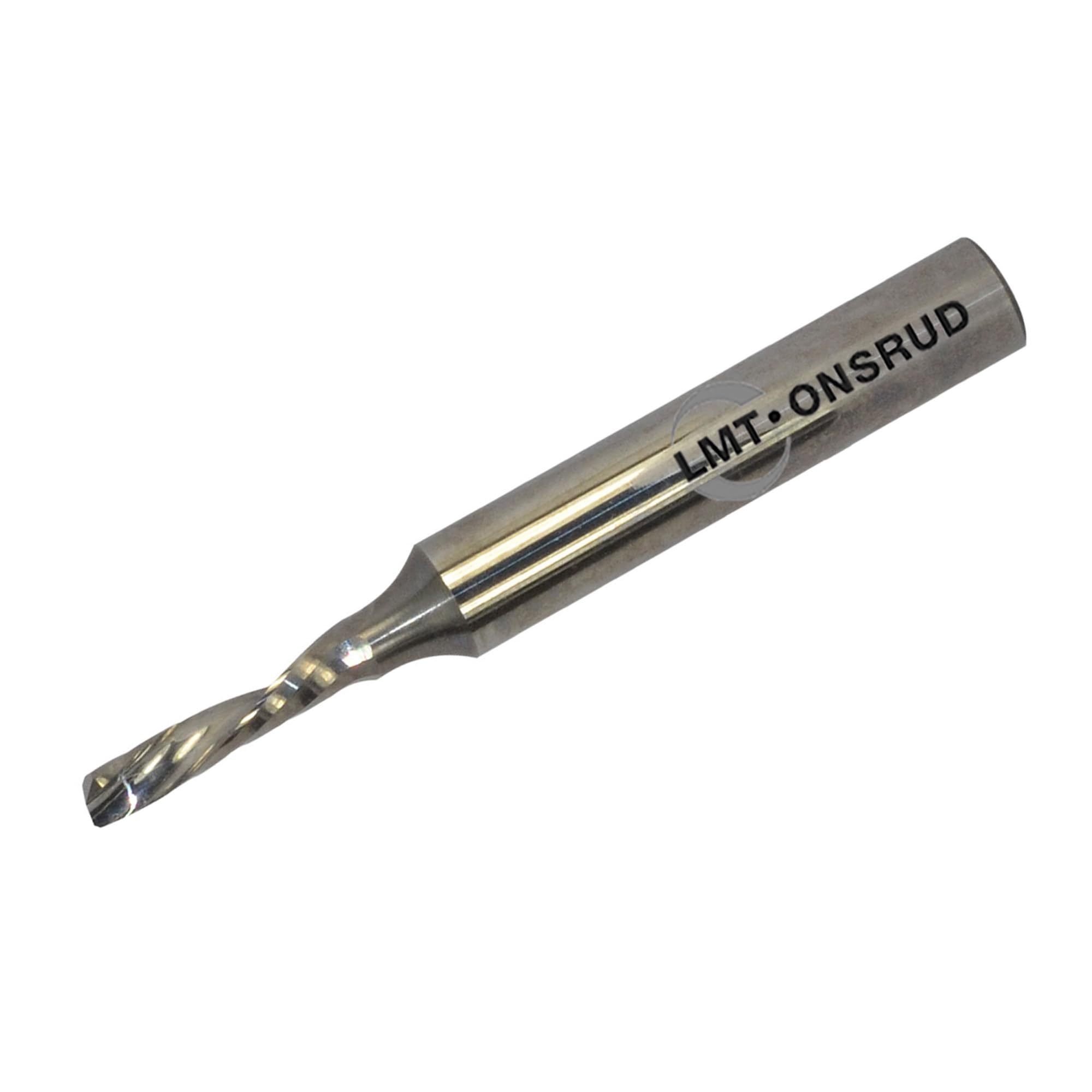 LMT Onsrud 64-012 Solid Carbide Downcut Spiral O Flute Cutting Tool, Inch, Uncoated (Bright) Finish, 21 Degree Helix, 1 Flute, 2.0000" Overall Length, 0.1250" Cutting Diameter, 0.2500" Shank Diameter