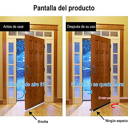 KAMYSEN Protector y Guardapolvo para Puerta, Tapón de Aire para Debajo de La Puerta, Impermeable, Ajustable con Bloqueo de Ruido, Tope para Puerta de Bajo Puerta, Diseño de Doble Borde (1, Negro)