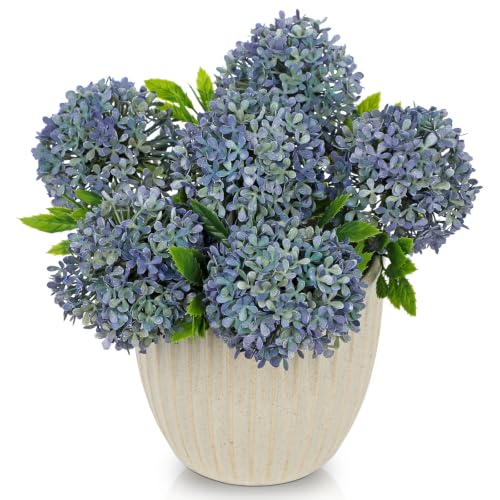6PCS Blue Hydrangea Artificial Flowers UV Plastic Flowers for Decoration 12.5" Fall Hydrangea Artificial Flowers Fake Hydrangeas Faux Hydrangea Flowers Fall Floral Stems for Indoor & Outdoor Decor at Amazon
