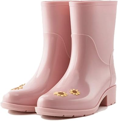 Amazon Hgjh ヒール 長靴 おしゃれ 美脚 レディース レインブーツ レインシューズ ラバーブーツ ミドル丈 おしゃれ 長靴 雨靴 防水 雨 梅雨対策 花柄 軽量 ショートレインブーツ 防水 ブーツ 長靴 レインシューズ レインブーツ Hgjh レインシューズ