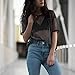 TOPUNDER Women Clothing 2018 Women Hollow Blouse Transparent Round Neck Top Short Sleeve T-Shirt Topunder