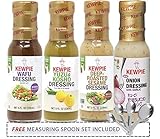 Kewpie Japanese Dressing Variety Pack (Roasted Sesame, Yuzu Kosho, Wafu, Onion), Come w/ a Free Measuring Spoon Set | Pack of 4