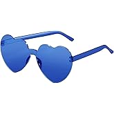 AGGKKY 12 Pairs Heart Shaped Sunglasses for Women Colorful Glasses Fun Trendy Transparent Heart Sunglasses Party Favor (1 Pair-Dark Blue)