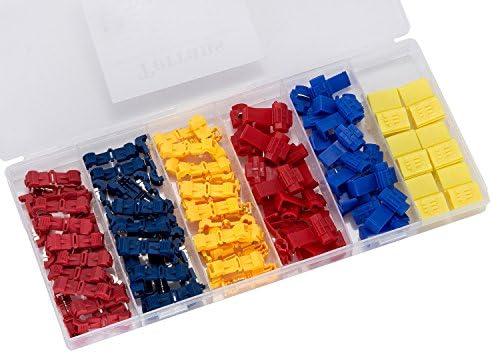 Terrans 96 Pcs Nylon Quick Splice T-Tap Solderless Wire Disconnect Electrical Insulated Crimp Terminals Connectors Assortment Kit - 22-10 Gauge - Organizer Case