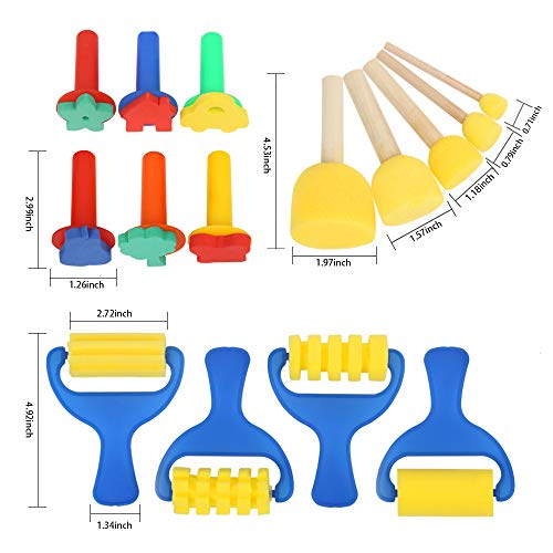 39pcs Painting Kits for Kids, YGDZ Early Learning Kids Paint Set Sponge Painting Foam Brushes Art Craft Drawing Tools for Kids Toddlers