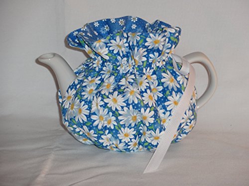 2 Cup White Daisies on Blue Reversible Tea Pot Cozy