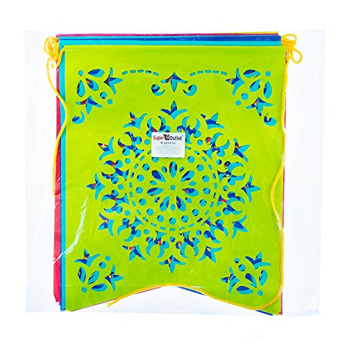 Super Z Outlet 12 Foot Long Rainbow Multicolored Flag Mexican Sun Del Sol Design Plastic Garland Dro - //coolthings.us