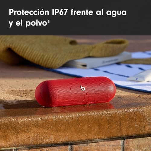 Pill - Altavoz Bluetooth inalámbrico y Cargador portátil Mediante USB-C, hasta 24 Horas de autonomía, Resistencia al Agua IP67, Compatible con Apple y Android, micrófono Integrado – Rojo Fuego
