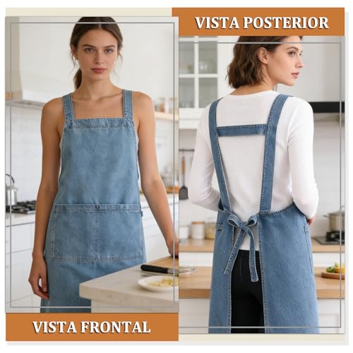 Mandiles De Cocina,Delantal Vaquero Universal Para Hombres Y Mujeres,a Prueba De Aceite Y Contaminación, Con Bolsillo,regla Ajustable, Adecuado Para Panadería, Cocina, Jardinería, Pintura, Etc
