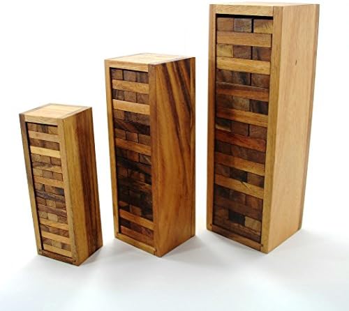 Set of 3 Jenga Wooden Games Tumbling Tower Classic Game Giant 3D Puzzles Jigsaws Quake Game Stacking Puzzle
