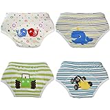 HOVEOX Baby Toddler 100% Cotton Underwear with A Thicker Padding in Appropriate Areas for Absorbing Urine (4 Pack)