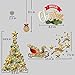 Christmas Window Clings Decal Stickers, Removable No-Adhesive Christmas Decoration Golden Xmas Tree Snowflake Window Stickers for Winter Wonderland Decorations