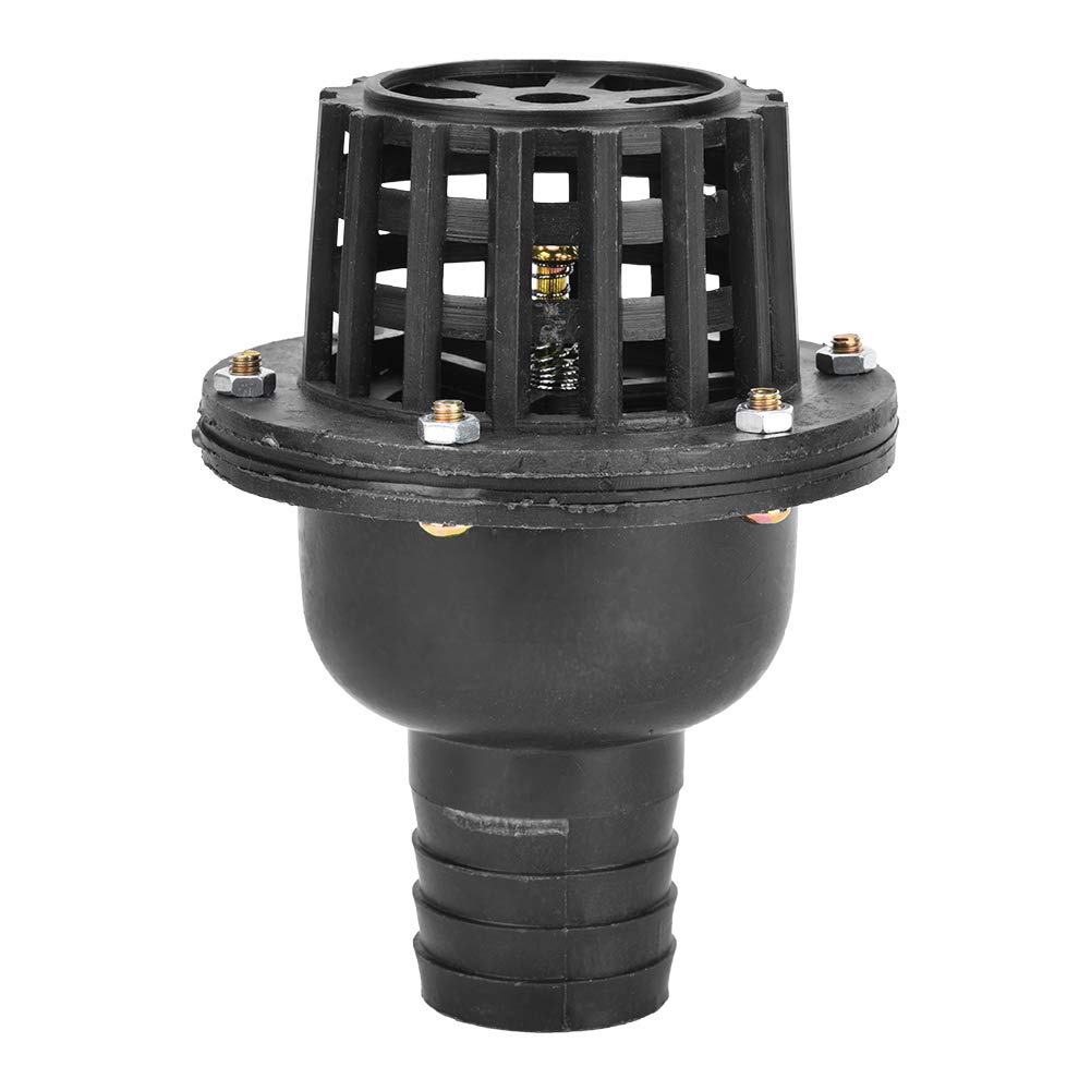 Check Valve for Fluid Machines 1.5in Black PVC Foot Valve, Low Pressure Flat Check Valve with Threaded Tube Fittings