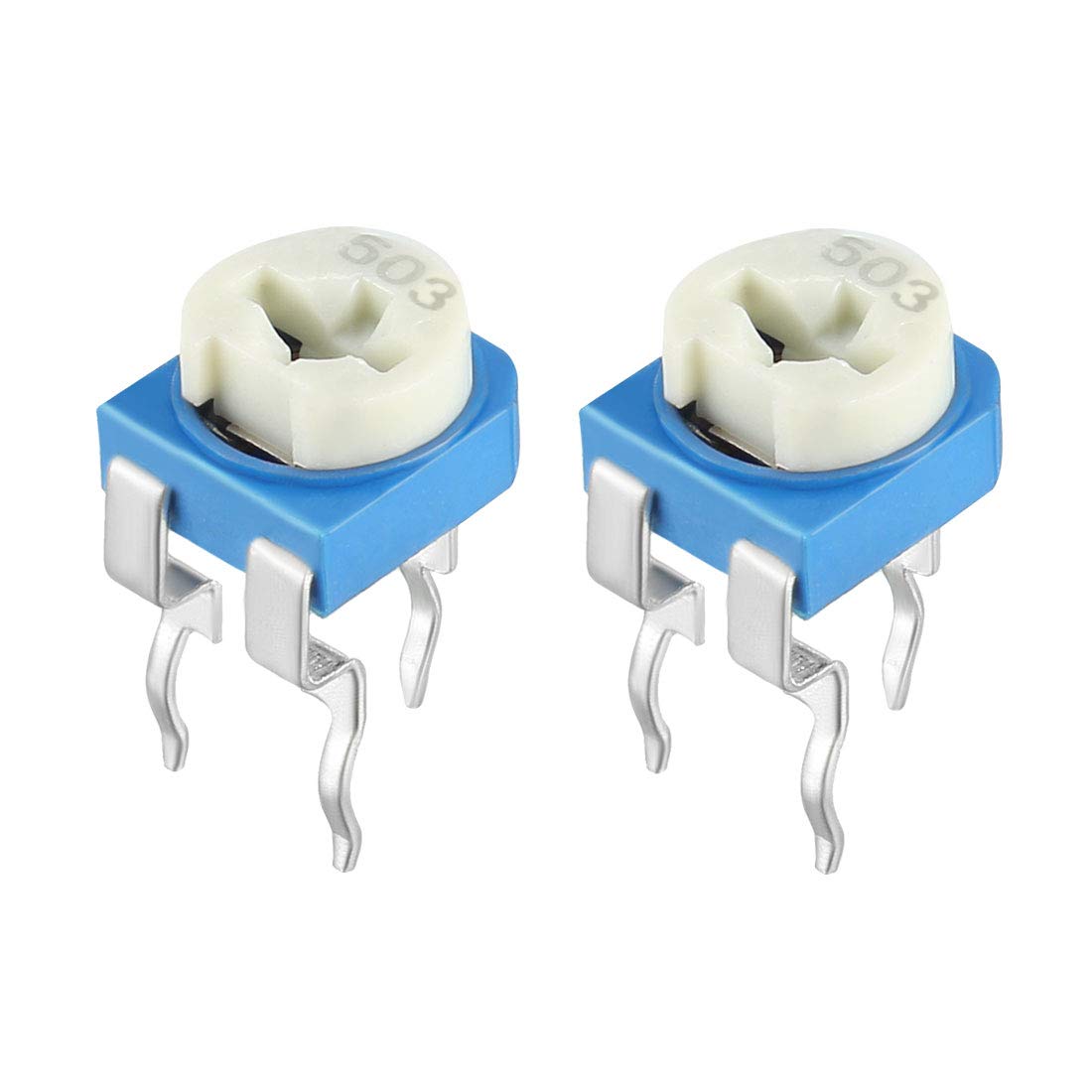 sourcing map 20 Pcs 50K Ohm Variable Resistors Top Adjustable Horizontal Cermet Potentiometer