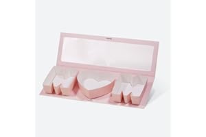 Geoto 17.3"x6.02"x2.05" Pink/Red/White Creative Mother's Day Gift Packaging Idea Fillable MOM Letter Shaped Gift Boxes(Pink with Window)