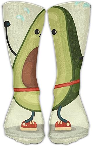 Design Cute Avocado Doing Exercises With Hula Hoop Stylish Art Knee High Socks For Women &Girl