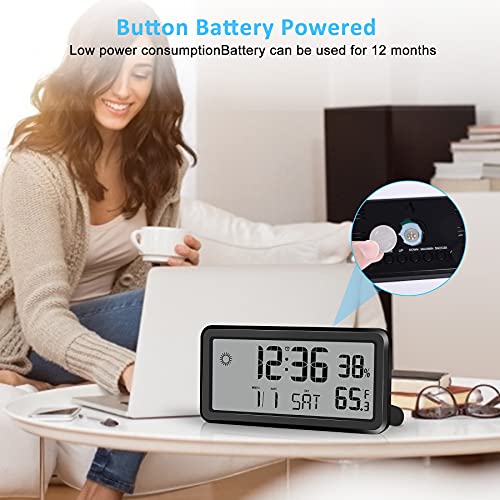 Digital Alarm Clock,Battery Operated Small Desk Clocks,with Date,Week