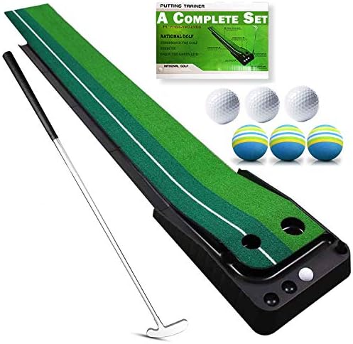 Ticsor Golf Putting Green, Indoor Portable Golf Mat with Auto Ball Return Function, Golf Practice Training Aid, Synthetic Turf, Best Family Game & Business Gift with 1 Putter, 6 Balls for Home/Office Ticsor Golf Putting Green, Indoor Portable Golf Mat with Auto Ball Return Function, Golf Practice Training Aid, Synthetic Turf, Best Family Game & Business Gift with 1 Putter, 6 Balls for Home/Office