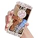 Lozeguyc Compatible with Galaxy S8 Case,Lozeguyc Crystal Rhinestone Mirror Glass Case Bling Diamond Soft Rubber Makeup Case for Samsung Galaxy S8 with Detachable 360 Degree Ring Stand-Gold