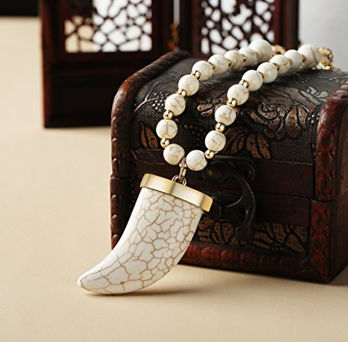 Algopix Similar Product 14 - Sanifer Long Bead Necklace Crescent