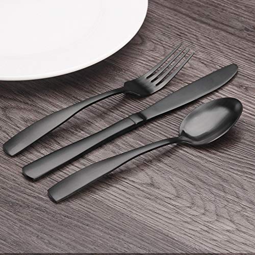 Matte Black Silverware Set, Bysta 20Piece Stainless Steel Flatware Set