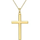 NORBU S925 Cross Necklace for Women, 18K Gold Plated Womens Cross Necklaces with 18/20 inch Chain, Sterling Silver Cross Pendant Dainty Christian Jewelry Catholic Religious Gift for Her
