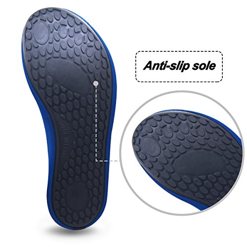 Cevinee Slip-on Water Shoes, Anti-slip Athletic Aqua Socks, for Outdoor Pool Beach Swim Exercise Workout - Blue Dot XXL - Thumbnail 2