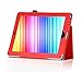 SAVEICON PU Folio Lychee Leather Case Cover with Built-in Stand for Apple iPad 1 1st Generation-Red
