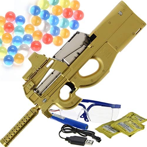 GelSoft­™ USB Electric Secret Service Kids Full Auto Soft Water Crystal Ammo P90G Toy Gun Blaster Rifle - Gold Version New for 2019