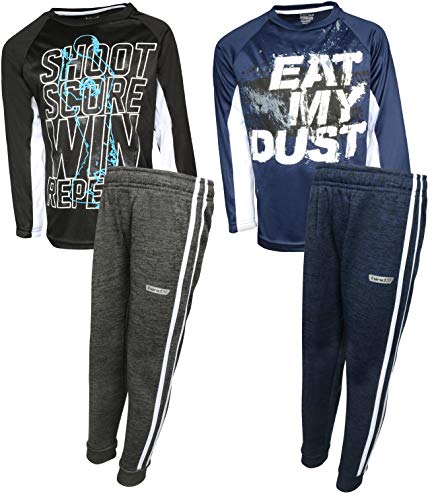 Hind Boys (4-Piece) Performance T-Shirt Active Pant Sets, Black/Navy Panel, Size 5/6 - Thumbnail 6