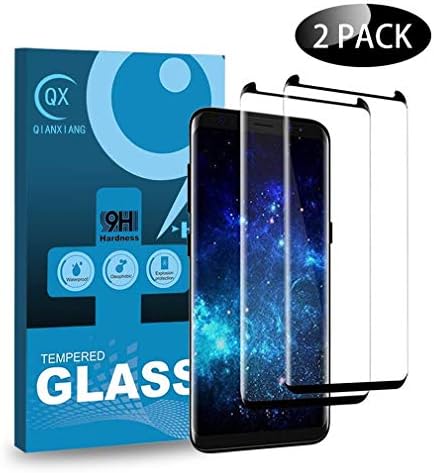 QIANXIANG Screen Protector,[2-Pack] [9H Hardness] [Anti-Fingerprint][No Bubbles] 3D Curved Tempered Glass Screen Protector Compatible with Samsung Galaxy S8 Plus
