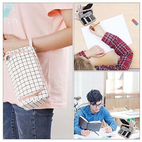 Fabric Pencil Case, Big Capacity Pencil Case, Pen Organizer with Color Zipper, Two Different Open Method, School and Office Supplies, 8.5x6.2x3.2(H) inches, (Blue) - Thumbnail 7