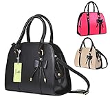 Handbag Shoulder Bag Hot Womens Vintage Messenger Tote with Bow (Black-A)