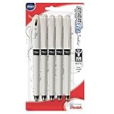 Pentel EnerGel Tradio Pearl Liquid Gel Pen, 0.7mm, Medium Line Capped, Black Ink, 5 Pack (BL117WBP5A)