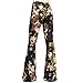 SMT Women's High Waist Wide Leg Long Bell Bottom Yoga Pants Large Romantic Rose (Black) Blush