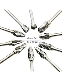 DLtools - Juego de 10 piezas de fresas de carburo de tungsteno de corte aluma con brocas de metal para taladrar y pulir con vástago de 0.118 in y cabeza de 0.236 in de diámetro para molinillo de troquelado