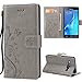 Galaxy J3 Case,Premiun Wallet Leather Credit Card Holder Butterfly Flower Pattern Flip Folio Stand Case for Samsung Galaxy J3 2016 J320 & Amp Prime & Express Prime with a Wrist Strap - Grey