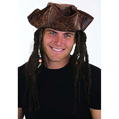 Jacobson Hat Company Men's Caribbean Pirate with Braids, Brown, One Size