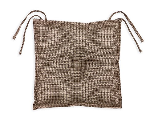 Arlee Carlin Set of Two (2) Seat Cushions Bark (Brown) -Comfortable, Indoor, Dining, Living Room, Kitchen, Office, Den, Washable, Fabric Ties Chair Pad, Piece