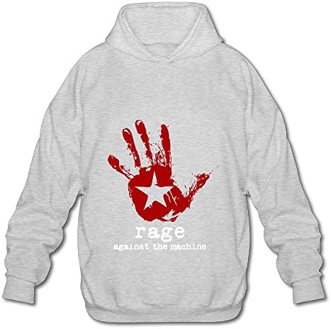 TOMM Men's Rage Against The Machine Hooded Sweatshirt With No Pocket Ash Medium