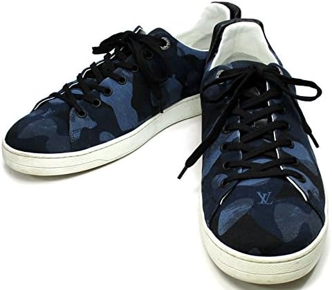 Amazon ルイヴィトン メンズシューズ スニーカー カモフラージュ 迷彩柄 ネイビー ブラック キャンバス レザー 表記サイズ 8 中古 スニーカー