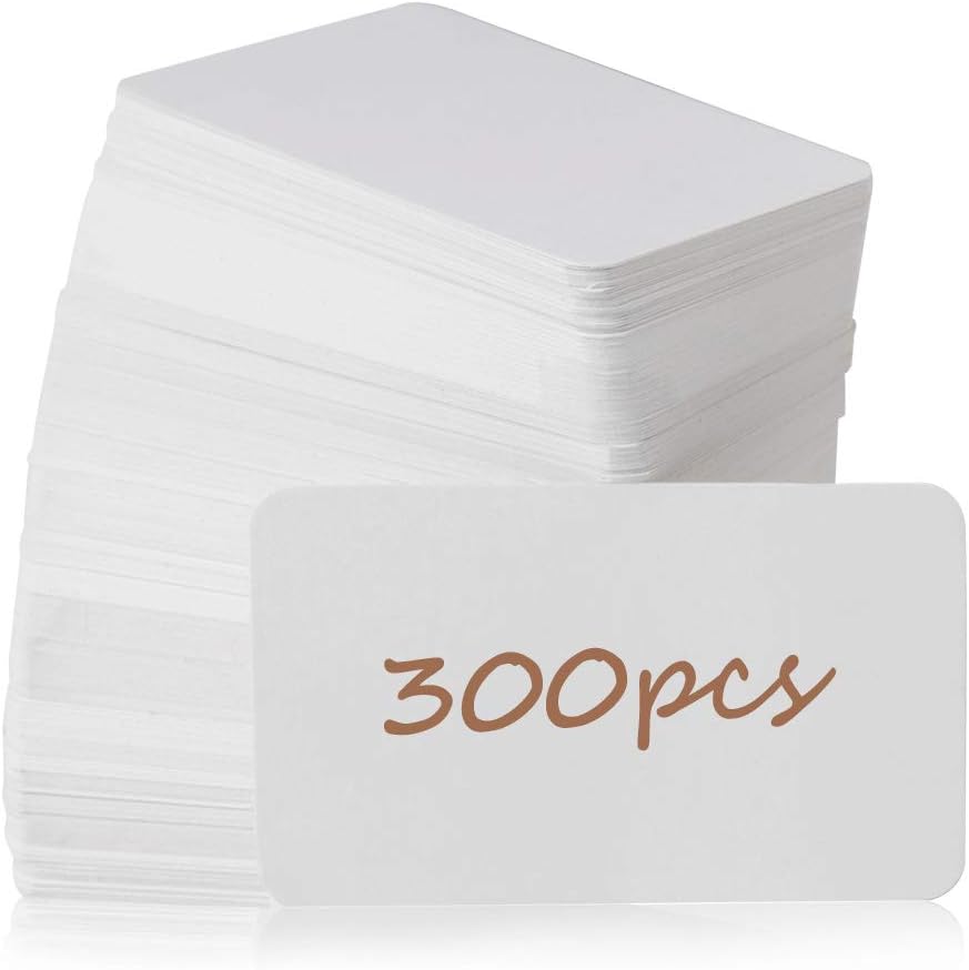 Primbeeks 300pcs Blank Business Cards, Premium Blank White Cards, 3.5" x 2.2" Small Blank Cards, Blank Cardstock Cards, Small Note Cards, White Blank Cards, White Business Cards, Kraft Paper Cards : Office Products