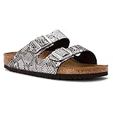 Birkenstock Women's Arizona Soft Footbed Sandal Python Silver Leather Size 38 N EU