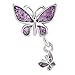 Third Time Charm Dangle Purple Butterfly Charm Beads for Bracelets (Purple)