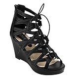 Beston CC98 Women's Platform Cut Out Caged Gladiator Style Wedge Sandals
