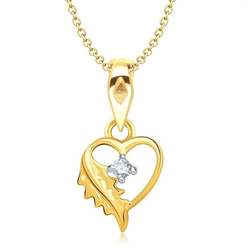 Vina Jewels Valentine Leafy Heart Shape Gold and Rhodium plated Pendant - P1162G [VKP1162G]