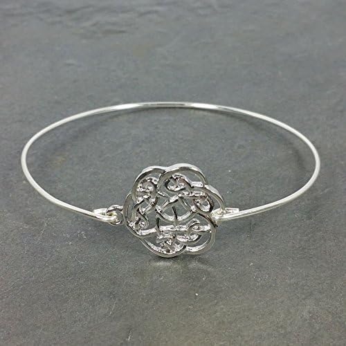 Celtic Knot Bangle Bracelet CK2 - Sterling Silver Plated