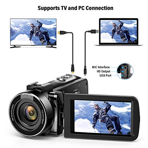 Videocamara-Digital-Andoer-Porttil-Cmara-de-Video-Digital-1920-1080P-HD-Pantalla-30-IPS-24MP-16X-Zoom-DigitalRotacin-de-270-con-Control-Remot-Apoyo-Noche-de-Infrarrojos-Disparar
