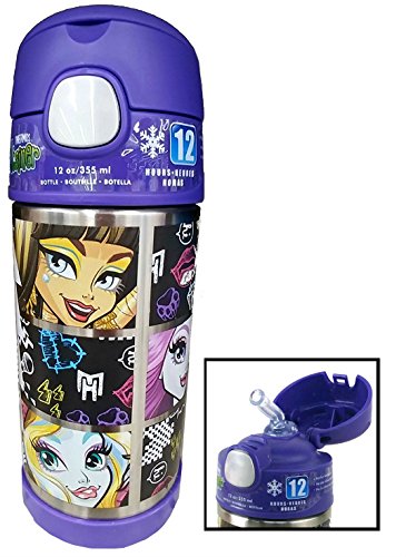 Thermos Funtainer Stainless Steel Vacuum Insulated Straw Bottle - Monster High, 12 oz/355 ml (Purple)