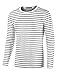 uxcell Men's Striped T Shirt Crew Neck Long Sleeve Casual Cotton Pullover Tee Top Black and White 42